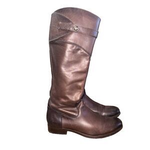 Frye 3476111 Women's Redwood Brown Leather Molly Button Tall Riding Boot Sz 7.5B